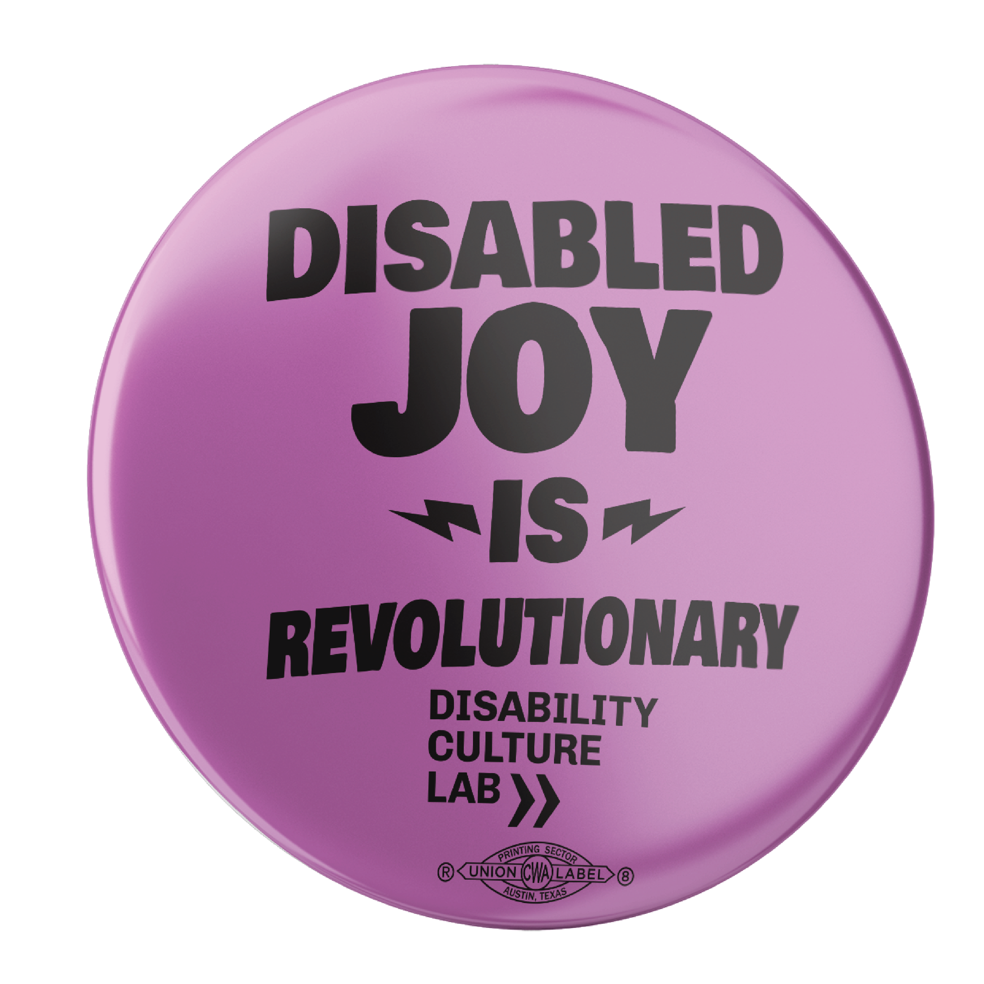 Bright purple button reads “Disabled Joy is Revolutionary.”